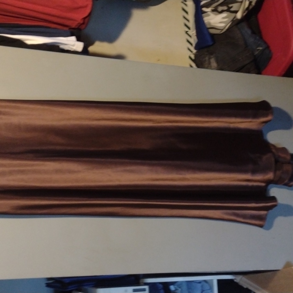 Betsy & Adam Brown Halter Prom Dress - Picture 3 of 14
